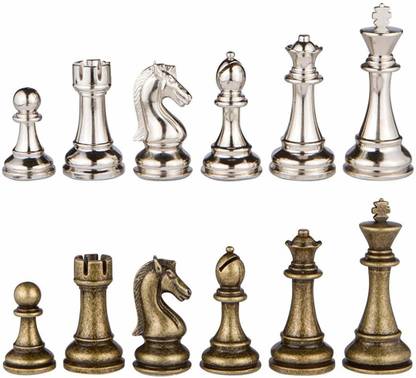 Best Chess Set Jupiter Silver and Bronze Metal Chess Pieces with Extra Queens Board Game Accessories