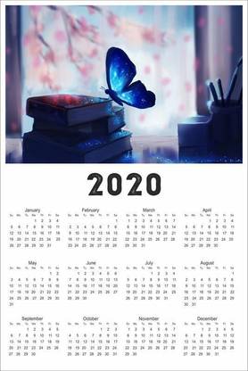 Allcarty Shine Butterfly Calender 2020 Wall Calender 2020 Wall Calendar