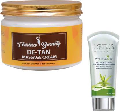 Femina Beauty DE-TAN Cream With Skin Whitening Face Wash