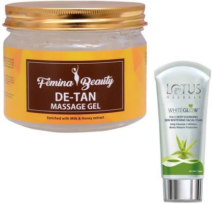 Femina Beauty DE-TAN Gel With Lotus Skin Whitening Face Wash