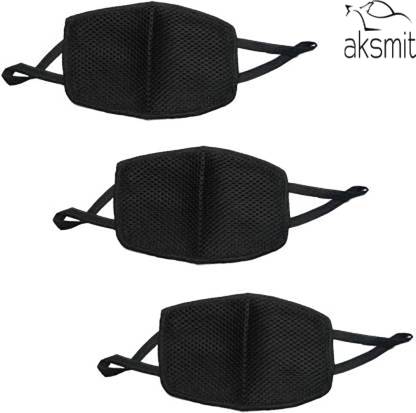 aksmit Reusable Anti-dust Anti-Pollution Masks Respirator (3 Piece) Unisex Reusable Pollution Mask Black Set 3