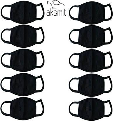 aksmit Reusable Anti-dust Anti-Pollution Masks Respirator (10 Piece) Unisex Reusable Pollution Mask Black Set 10