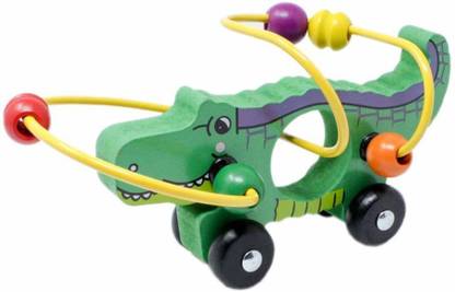 MK Wooden Bead Maze Educational Toy Car - Crocodile -