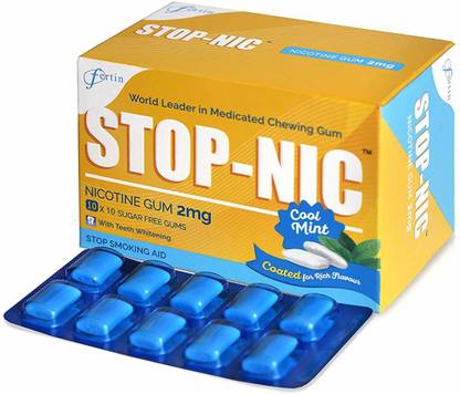 STOP - NIC Nicotine Gum 2mg, Cool Mint, Sugar-free, Stop Smoking Aid, 10 Gums Per Blister Smoking Cessations