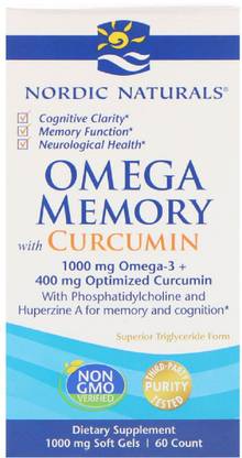 Nordic Naturals Omega Memory with Curcumin, 1000 mg, 60 Soft Gels