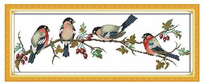 Anself Bullfinches Pattern DIY Needwork Embroidery Kit Cross Stitch
