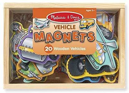 MELISSA & DOUG Wooden Vehicle Magnets In A Box (20 Pcs)