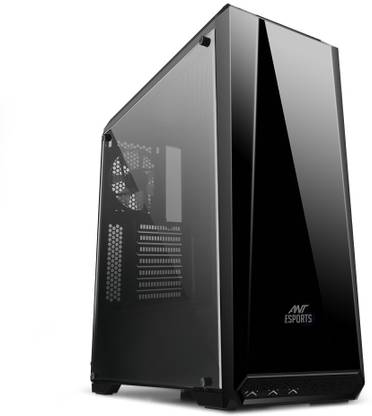 Ant Esports ICE-100TG Mid Tower Gaming Cabinet Supports ATX, Micro-ATX, Mini-ITX Motherboard with Transparent Tempered Glass Side Panel, 1 x 120 mm Black Rear Fan Preinstalled Mid Tower Cabinet with USB 2.0 and USB 3.0 Ports Compatible with Computer