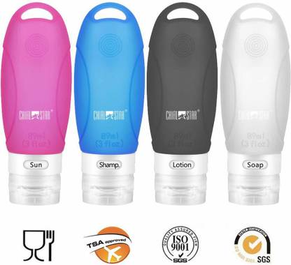 CHIALSTAR Travel Bottles Leak Proof Silicon Shampoo Travel Containers 3 Oz Perfect For Tra