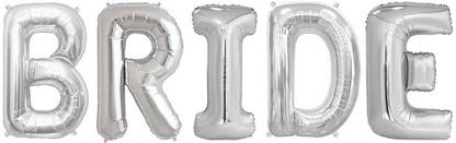 De-TechInn Solid (40.64 CM Size) Popular And Trending Names (Bride) Solid (Silver) Color 3D Foil Balloons For Kids Party Supplies, Birthday And Anniversary Parties Decoration And Celebration Balloon