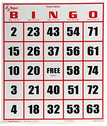Regal Games Jumbo Easy Read Bingo Cards Party & Fun Board Game