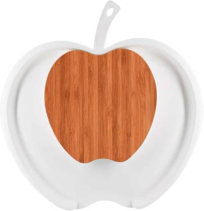 Silly Sale Chop and Drop Chopping Board with Bamboo & Plastic (Size) Apple Shape - White Color Wooden Cutting Board