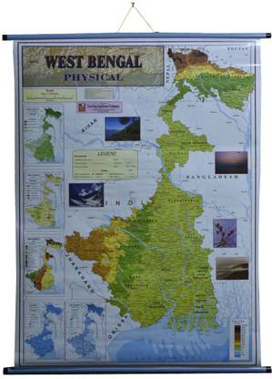 ROLLUP PHYSICAL MAP OF WEST BENGAL (PIPE MOUNTED) Photographic Paper