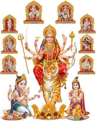 RANGOLI 53 cm Nav Durga 404 Self Adhesive Sticker