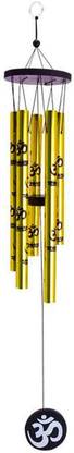 Bansiwal Feng Shui Metal Wind Chime 5 Golden Pipes with Om for Positive Energy Large Aluminium Windchime (23 inch, Gold) Big Size Aluminium Windchime
