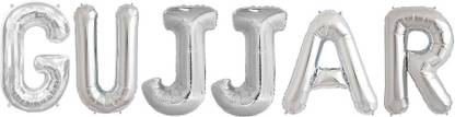 Stylewell Solid Silver Color Popular And Trending Name (Gujjar) Letter Balloon