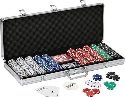 Wishkey Poker 500 Pcs Ceramic Chips Set With Box Casino Poker Playing Cards Game For Adults Professional 500 Coins 2 Decks Of Playing Card 1 Dealer Button 5 Dice Poker 500 Pcs Ceramic Chips