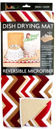 Unique Utilities Microfiber Dish Drying Mat for Kitchen Utensil Wash (38 x 50 cm) Wet and Dry Microfibre Cleaning Cloth