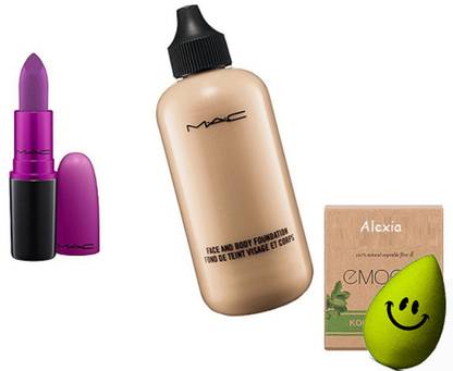 Alexia Sponge Puff, Mac Face & Body Foundation,Heroine Lipstick