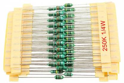e4u 250K Ohm 5% 1/4W CFR Through Hole Resistor - 50 No's Fixed Resistor