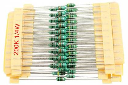 e4u 200K Ohm 5% 1/4W CFR Through Hole Resistor - 50 No's Fixed Resistor