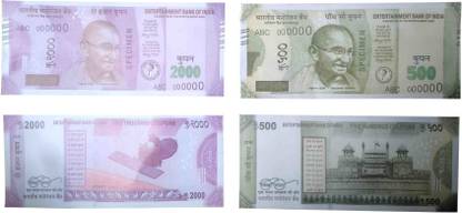 PTCMart Indian Dummy fake prank Currency notes 100 each 500-2000 India notes 200pcs gag fake notes Gag Toy