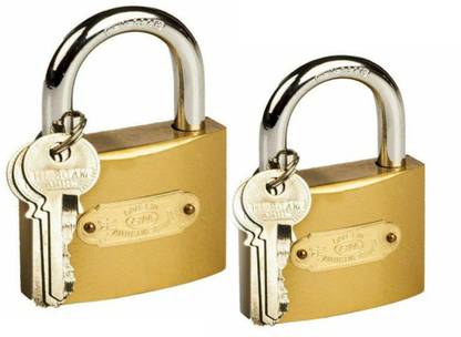 VK MART Golden Iron Padlock pack of 2 with 3 Keys (50mm,63mm) Padlock