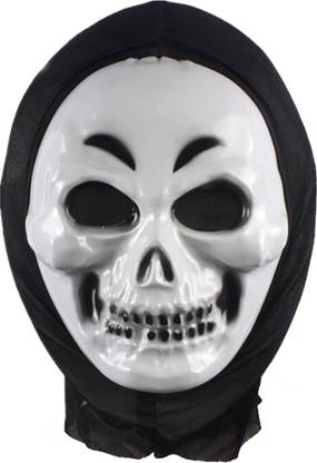 VK MART Scary Plastic White 2 line Mask For Party Costumes (Pack of 1) Party Mask