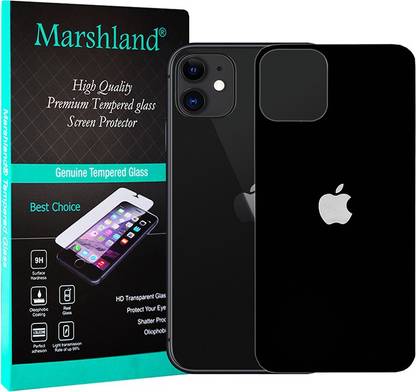 MARSHLAND Back Tempered Glass for Apple IPhone 11 6.1 Black, Black