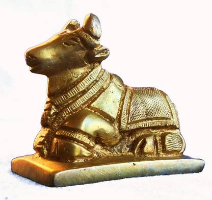 Divyanshi Enterprises Shiv Parvati Vehicle Nandi Bull Statue/Idol Shiva Devotee Nandi Decorative Showpiece  -  3 cm