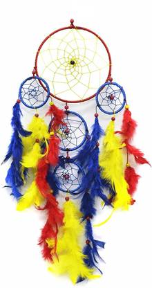 Ryme Color Full 5 Ring Multi Dream Catcher Wall Hanging For Home / Office Wool Dream Catcher