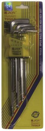 JON BHANDARI JBT_F_14(a) 9pcs Hex Key/Allen key Ball Point Hexagon Wrench Screwdriver Tools Kit Allen Key Set