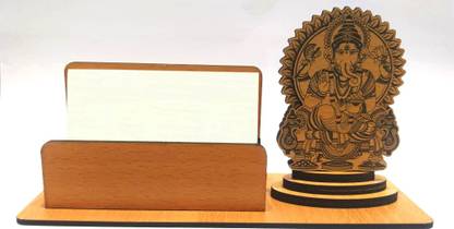 A-Mart™ Ganesha On Throne Design For Office Table 1 Compartments Hardboard Visiting Card Holder