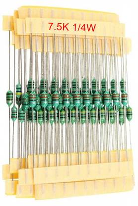 e4u 7.5K Ohm 5% 1/4W CFR Through Hole Resistor - 50 No's Fixed Resistor