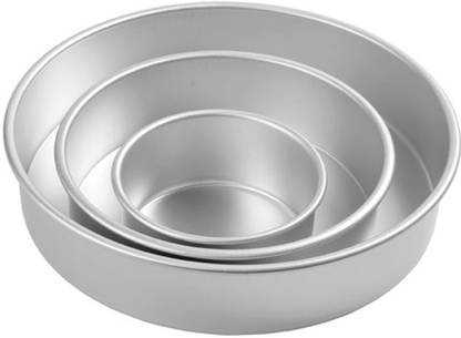 ZenShop Aluminium Cake Mould 3 Pcs Aluminium 4,5,6 Inch Cake Mould