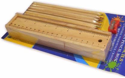 Xydrozen ™Scale (Ruler) and Wooden Sharpener Pencil Box Pencil