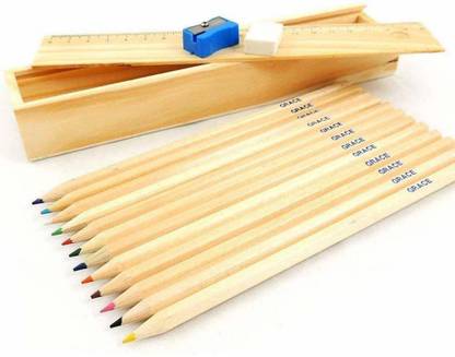 Xydrozen ®12 Colour Wooden Pencil Box Set Pencil
