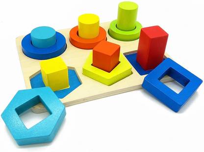 TOYSHINE Wooden Shape Sorter Puzzle, Color and Shape Sorting