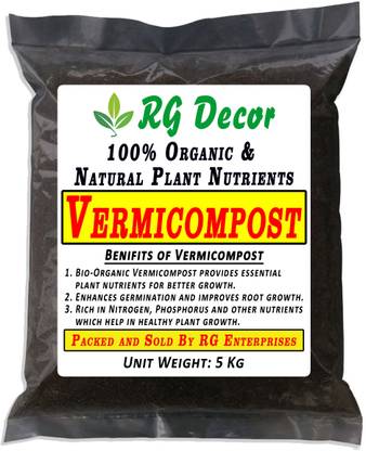 RGDECOR 5 Kg 100% Natural Vermicompost - Earthworm Soil Manure Manure