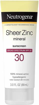 NEUTROGENA Sunscreen - SPF 50 PA++ Sheer Zinc Oxide Dry-Touch Sunscreen Lotion With Broad Spectrum Spf 30, Water-Re