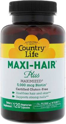 Country Life Maxi Hair Plus, 5,000 mg, 120 Vegetarian Capsules
