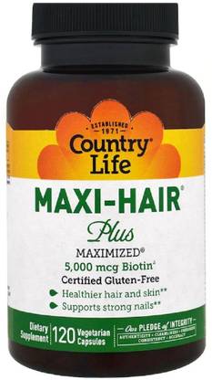 Country Life Maxi Hair Plus, 5,000 mcg, 120 Veggie Caps