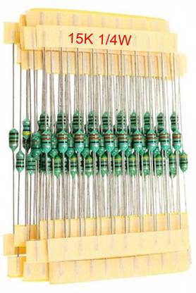 e4u 15K Ohm 5% 1/4W CFR Through Hole Resistor - 100 No's Electronic Components Electronic Hobby Kit