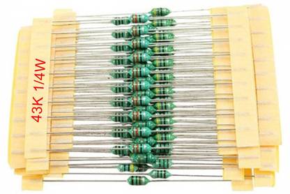 e4u 43K Ohm 5% 1/4W CFR Through Hole Resistor - 100 No's Fixed Resistor