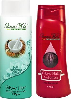 Glamour World Ayurvedic Glow Hair Anti-Dandruff Pack & Glow Hair Solution Combo - Ayurvedic Anti-Dandruff Remedy