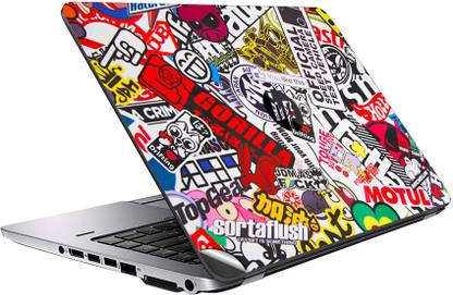 GADGETSWRAP GWAB-16086 Printed Stickerbomb JDM Tuner Top Only Vinyl Laptop Skin Compatible for 14 inch