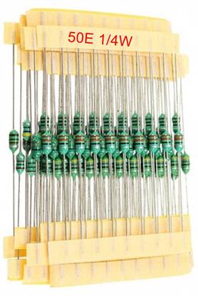 e4u 50 Ohm 5% 1/4W CFR Through Hole Resistor - 50 No's Fixed Resistor