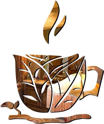 Creatick Studio Acrylic 3D Abstract Acrylic Mirror Wall Sticker (Gold)