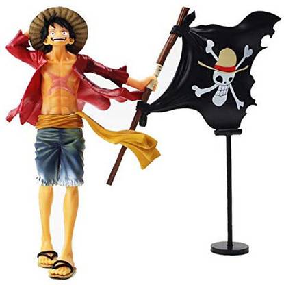 PLA Giftmart Anime One Piece Monkey D Luffy with Pirate Flag Action Figure
