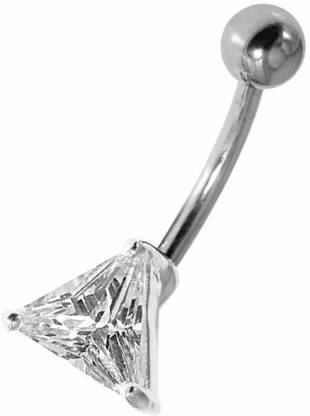 GadgetsDen 316L Surgical Steel Triangle Cubic Zirconia nternally Threaded Belly Button Ring Body Jewelry Piercing Navel Ring Barbells Stainless Steel Beaded Charm